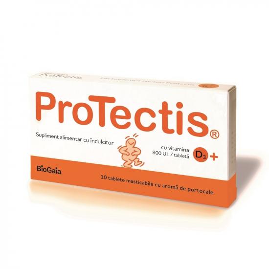 Protectis cu vitamina D3 si aroma de portocale, 800 UI, 10 tablete, BioGaia